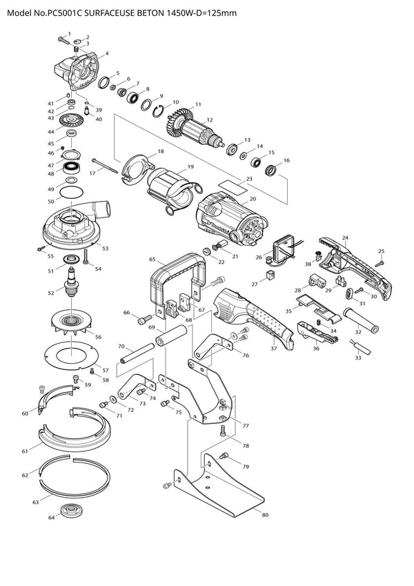 Pièces détachées découpeuse / surfaceuse béton Makita PC5001C