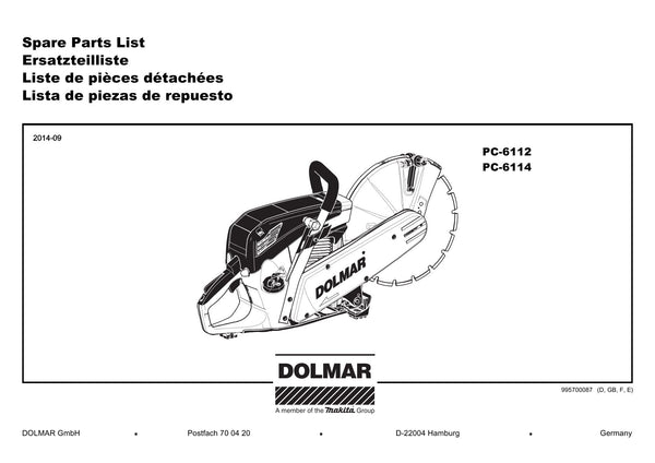 Pièces détachées découpeuse / surfaceuse béton Makita PC6114