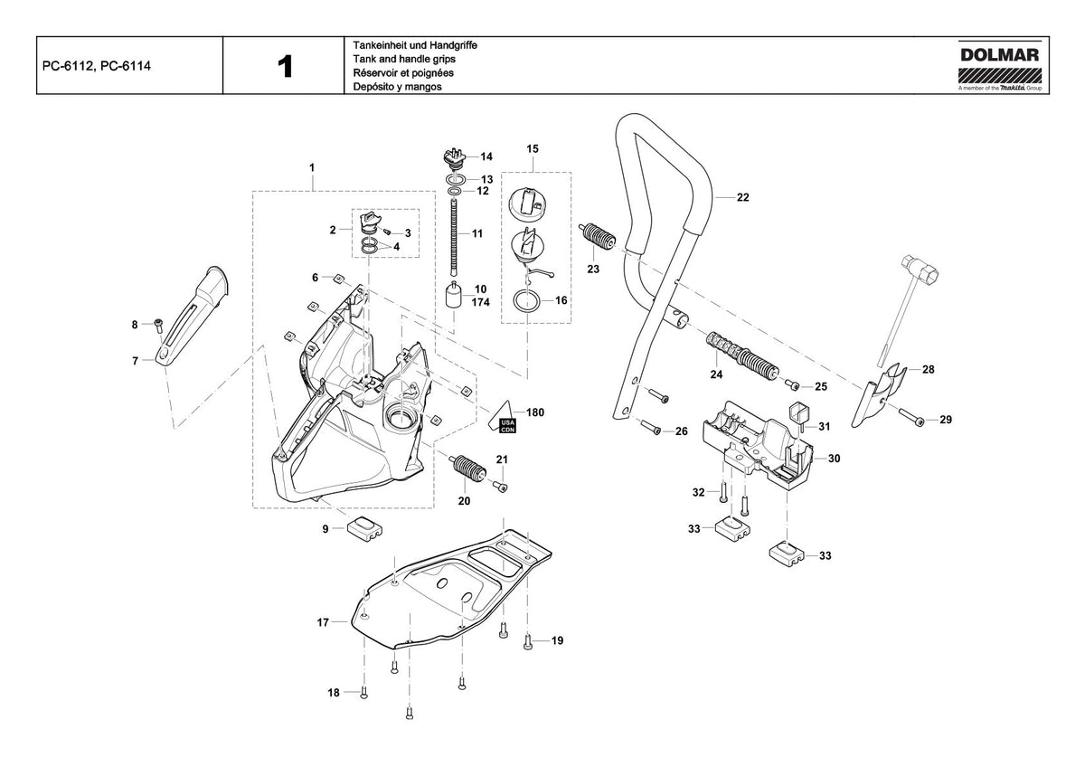Pièces détachées découpeuse / surfaceuse béton Makita PC6114
