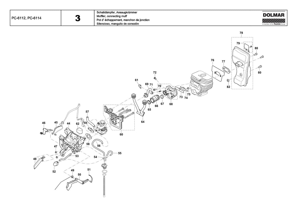 Pièces détachées découpeuse / surfaceuse béton Makita PC6114