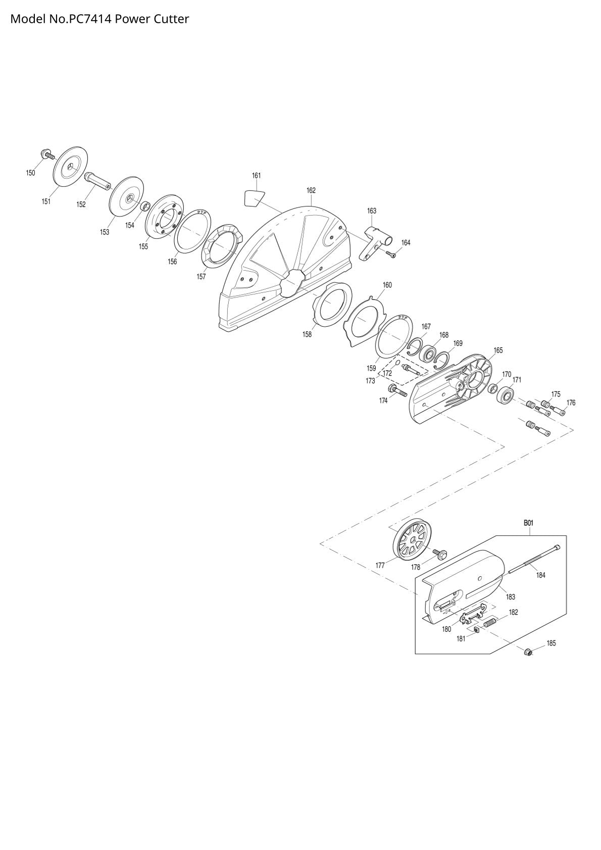 Pièces détachées découpeuse / surfaceuse béton Makita PC7414