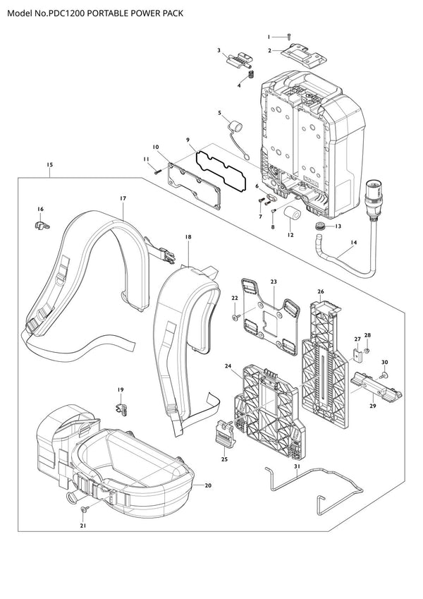 Pièces détachées chargeur / batterie Makita PDC1200