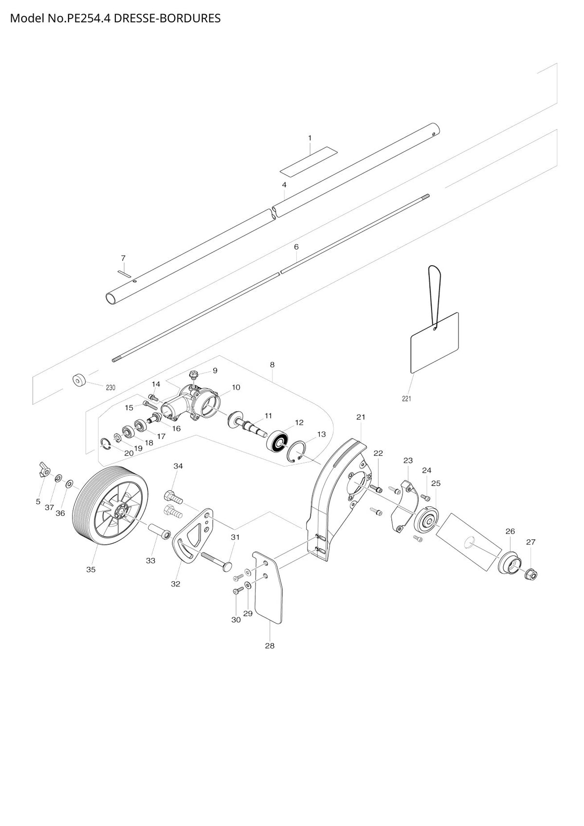 Vue éclatée Makita PE254.4 - page 1