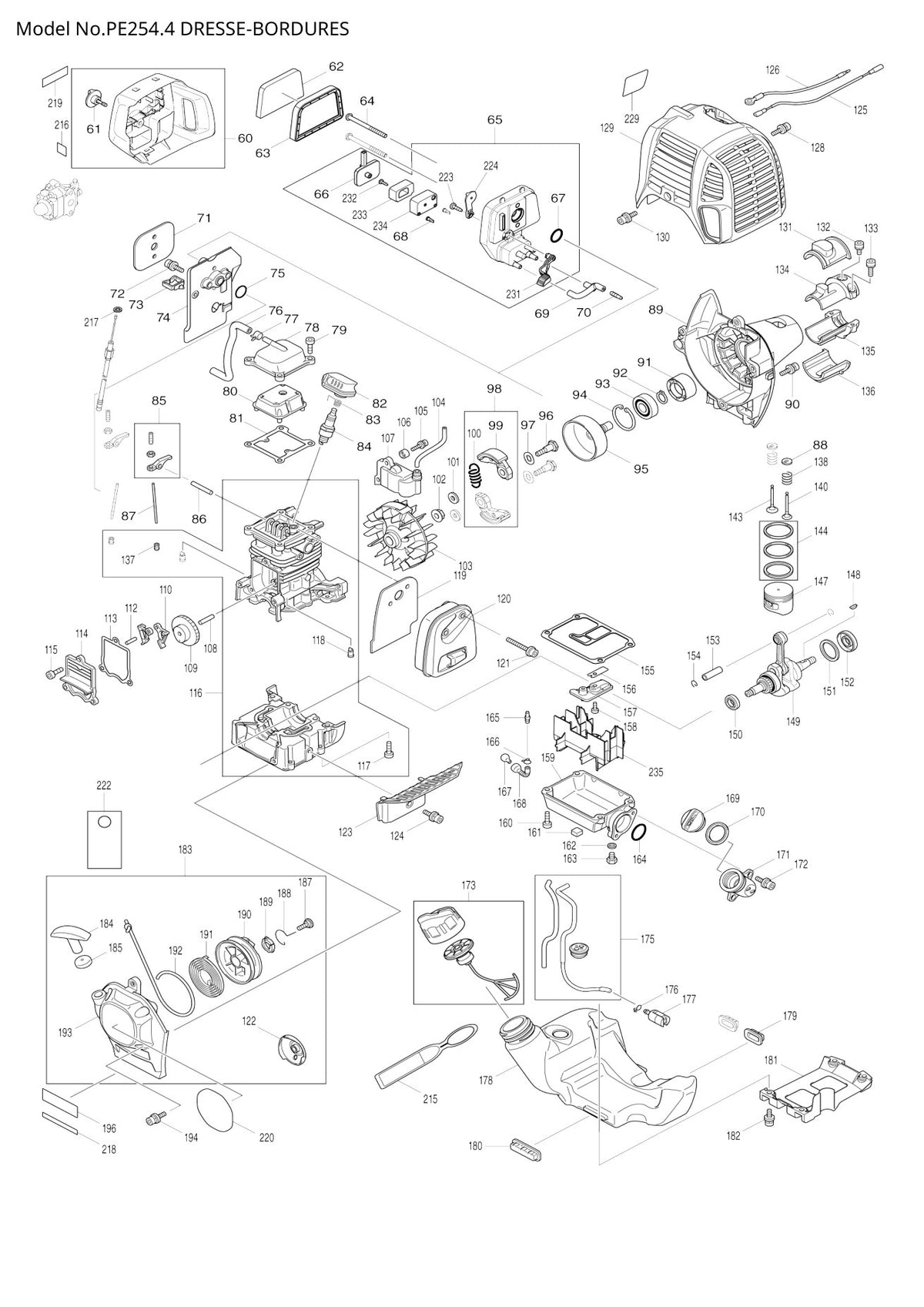 Vue éclatée Makita PE254.4 - page 3