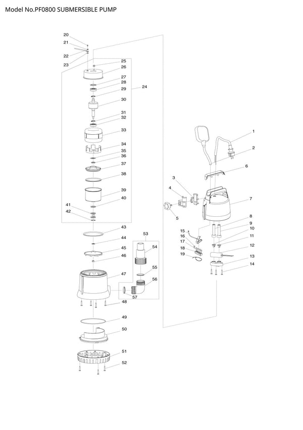 Pièces détachées matériel d’atelier Makita PF0800
