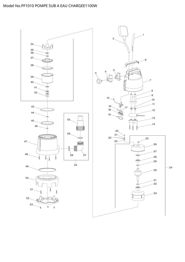 Pièces détachées matériel d’atelier Makita PF1010