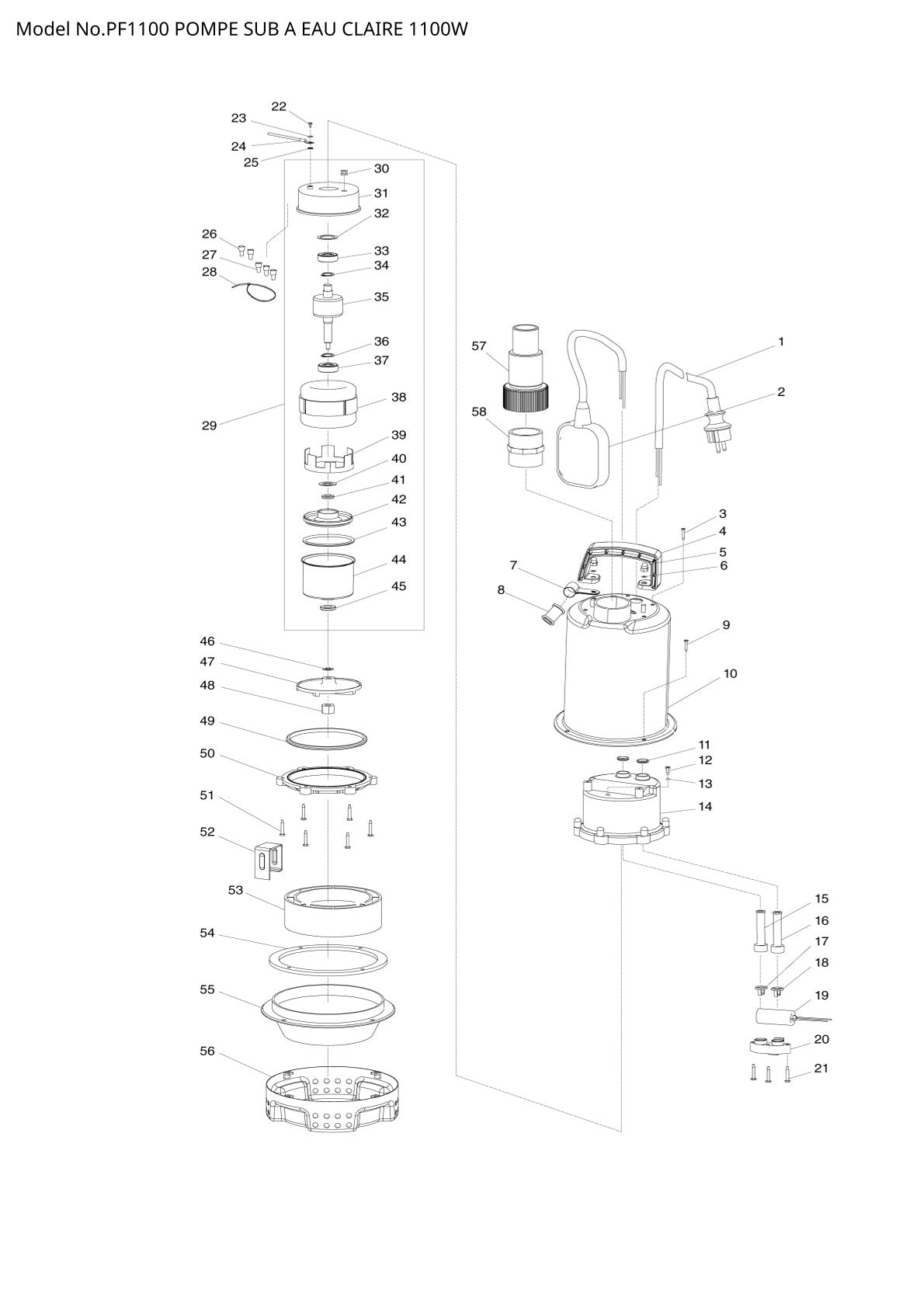 Pièces détachées matériel d’atelier Makita PF1100