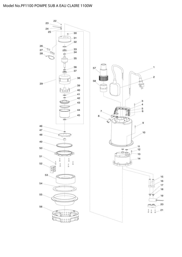 Pièces détachées matériel d’atelier Makita PF1100