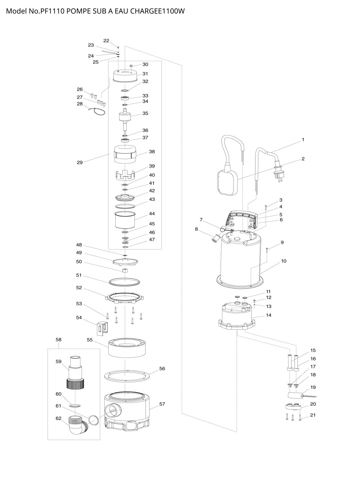 Pièces détachées matériel d’atelier Makita PF1110