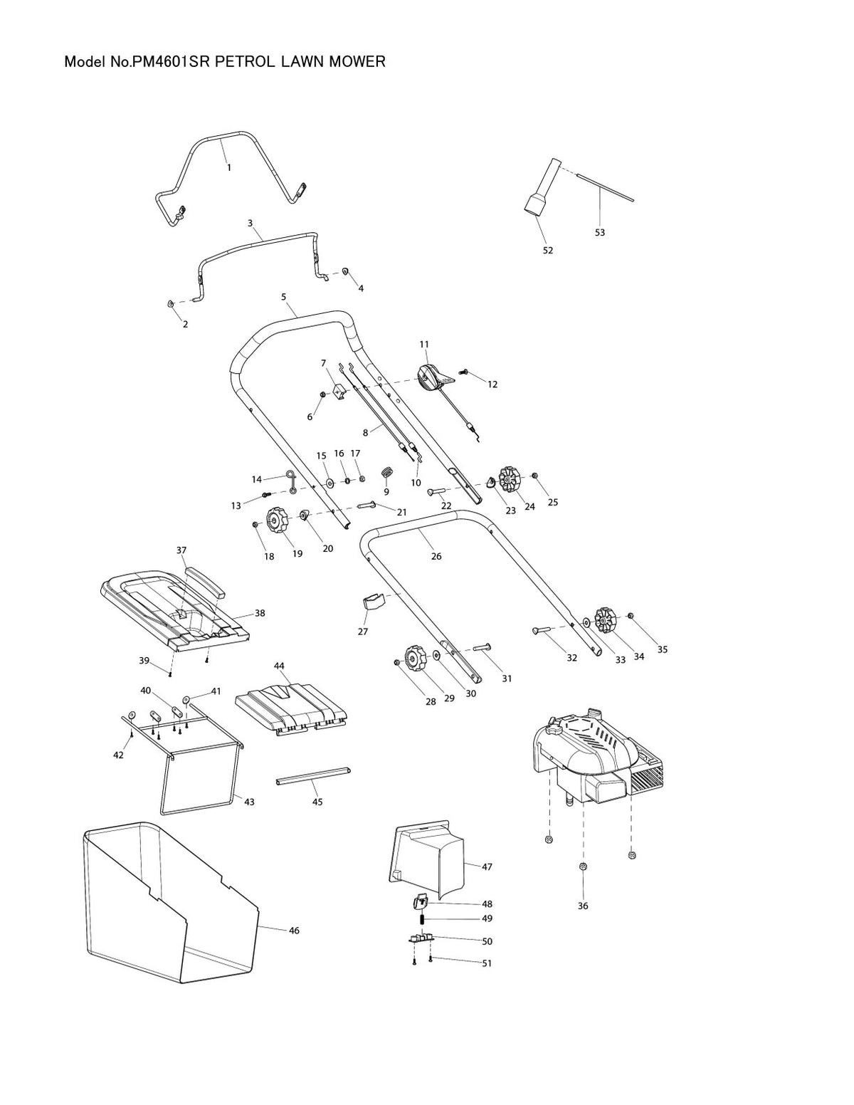 Pièces détachées tondeuse à gazon thermique Makita PM-4601SR