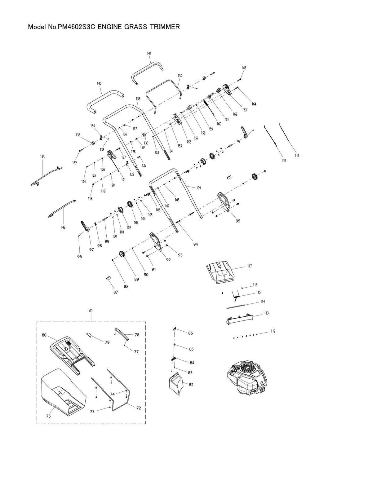 Pièces détachées tondeuse à gazon thermique Makita PM-4602S3C