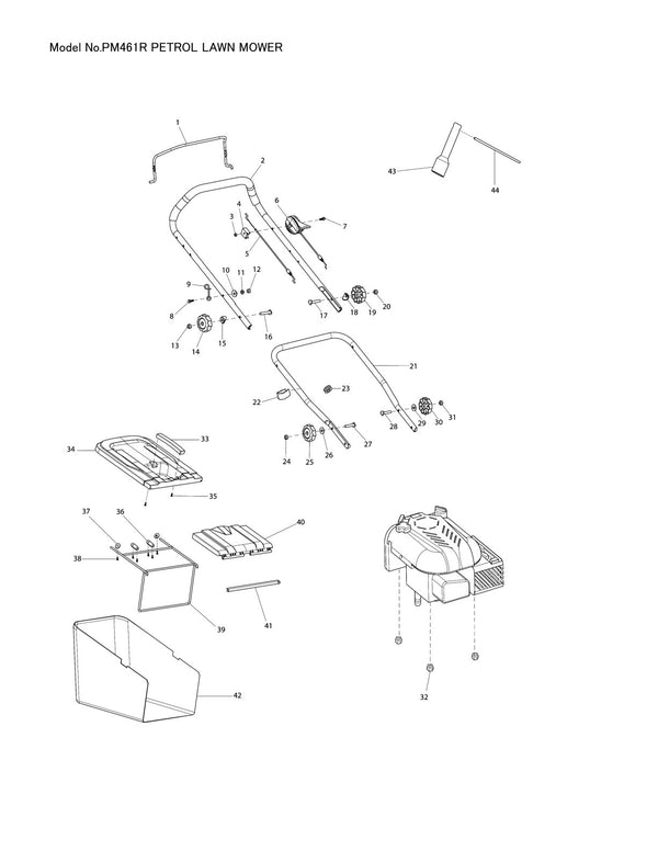 Pièces détachées tondeuse à gazon thermique Makita PM-461R