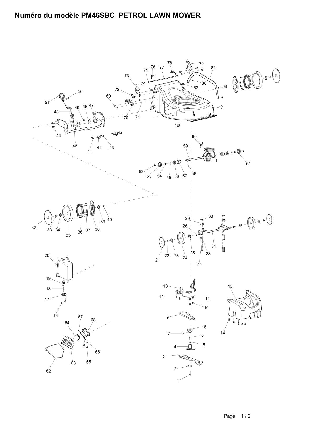 Pièces détachées tondeuse à gazon thermique Makita PM-46SBC