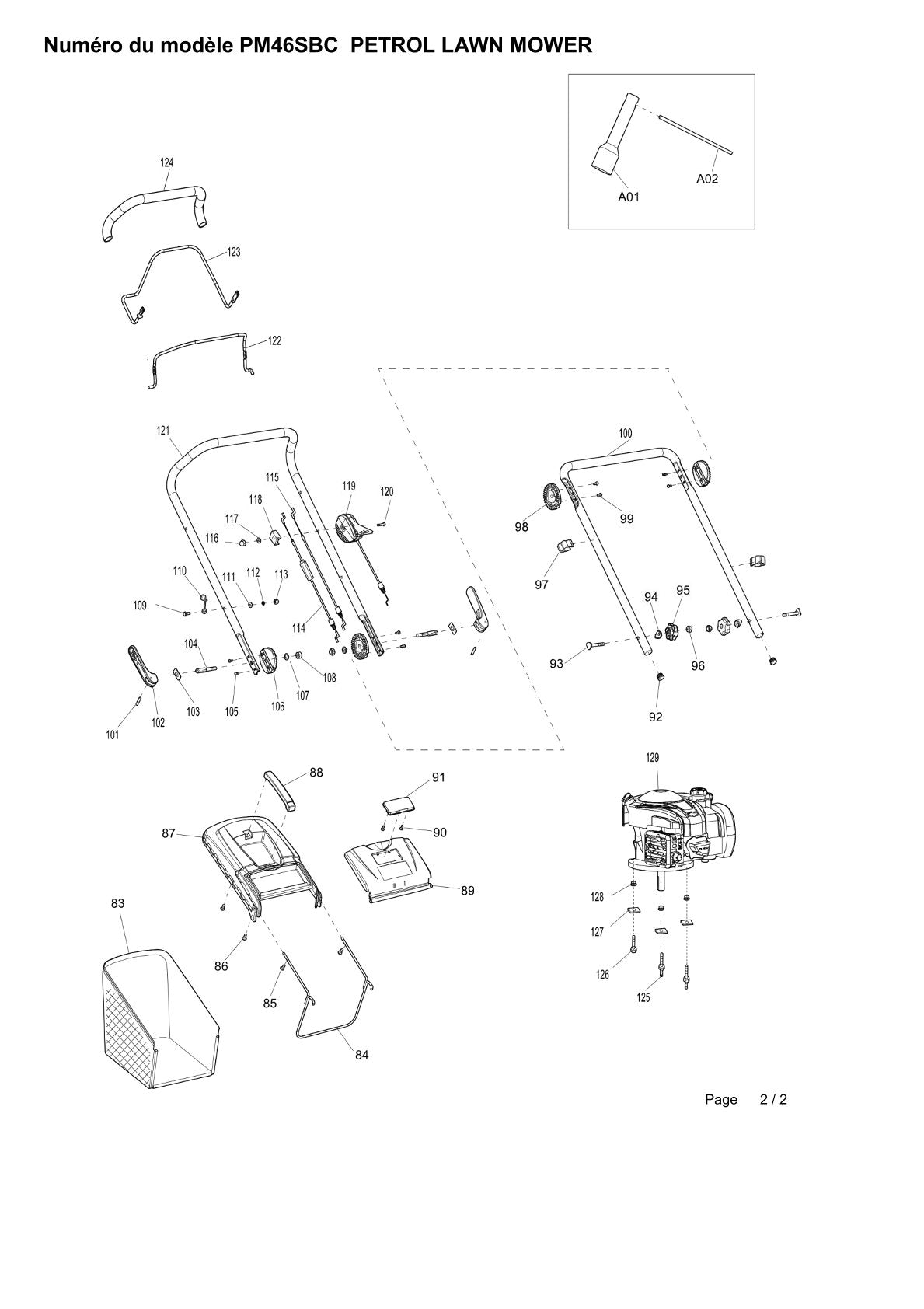 Pièces détachées tondeuse à gazon thermique Makita PM-46SBC