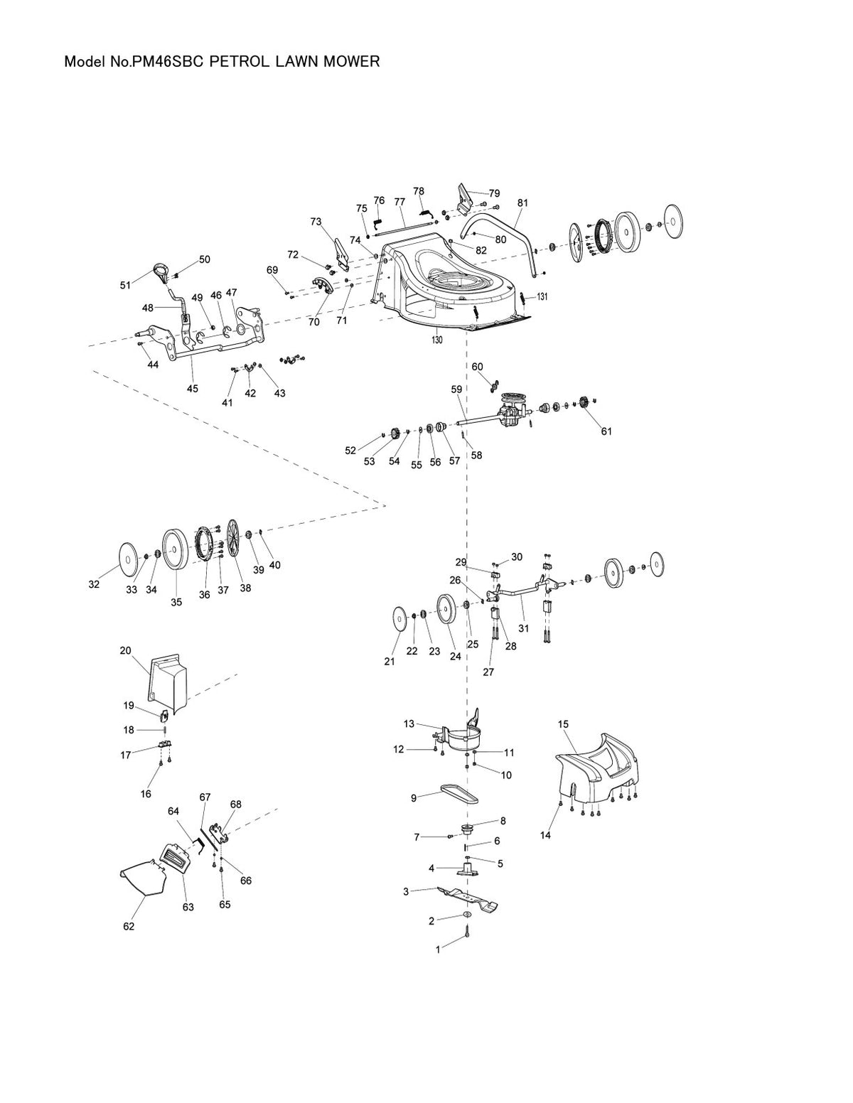 Pièces détachées tondeuse à gazon thermique Makita PM-46SBC