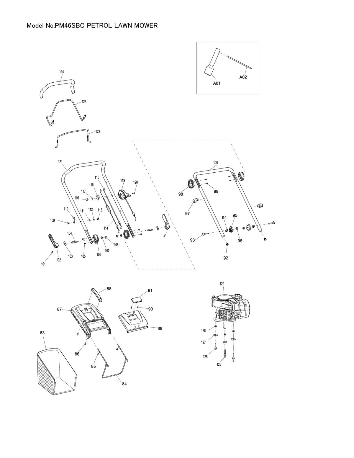 Pièces détachées tondeuse à gazon thermique Makita PM-46SBC