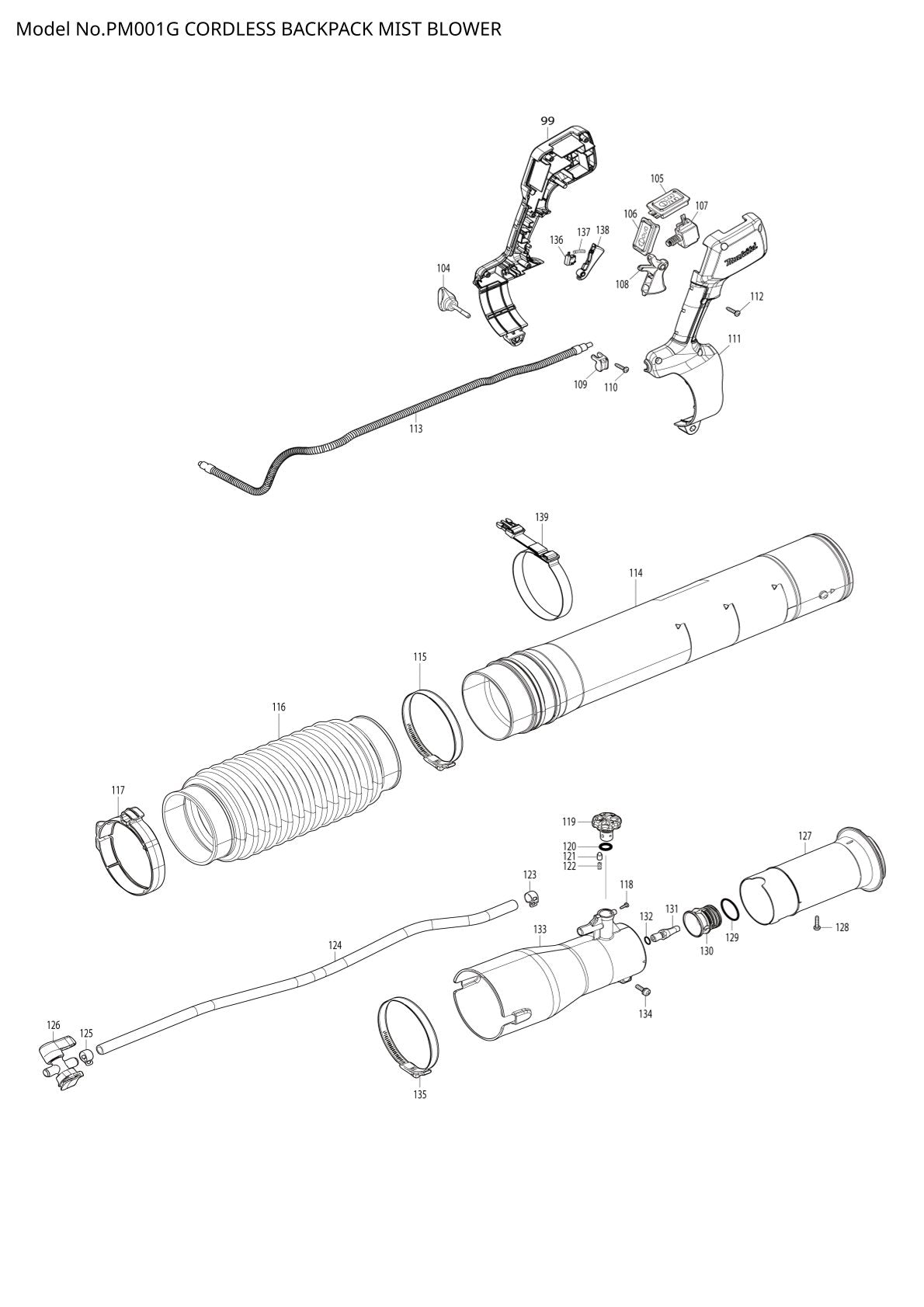 Pièces détachées tondeuse à gazon sans fil Makita PM001G