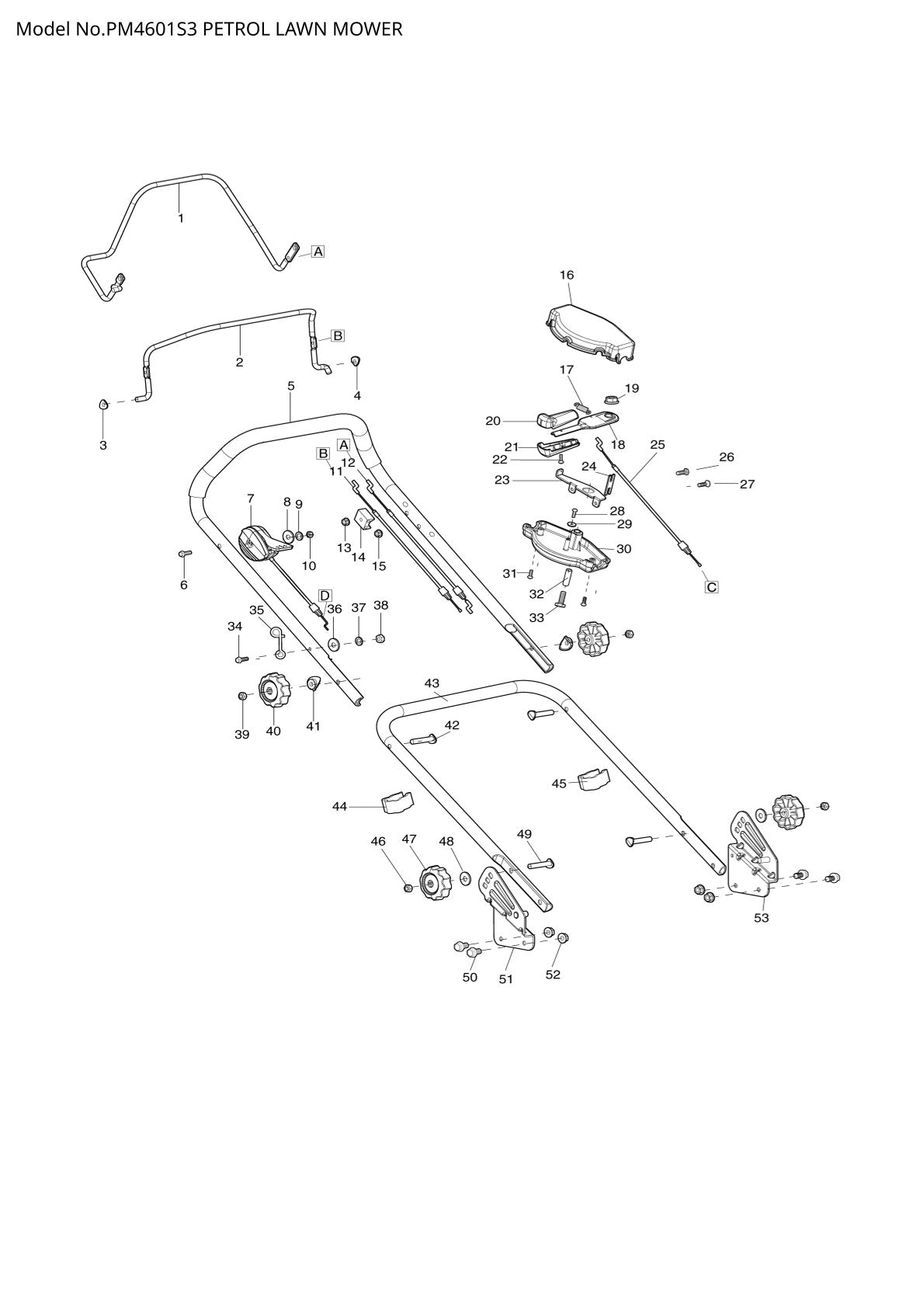 Pièces détachées tondeuse à gazon thermique Makita PM4601S3