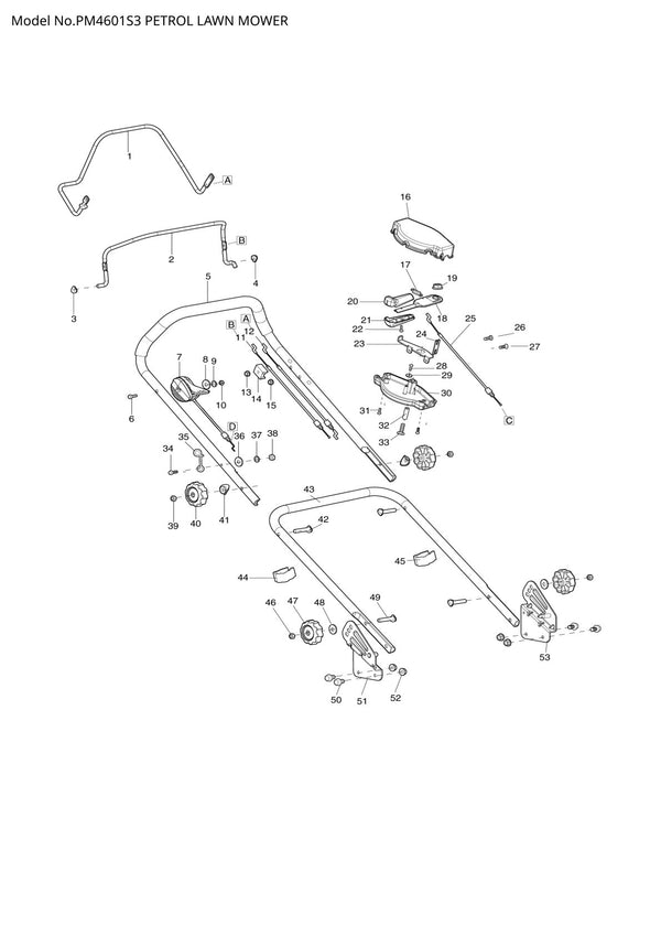 Pièces détachées tondeuse à gazon thermique Makita PM4601S3