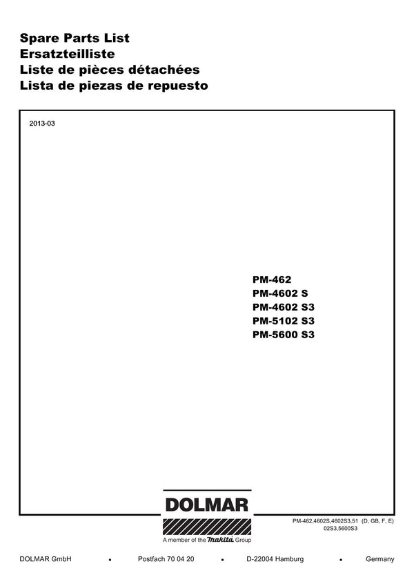 Pièces détachées tondeuse à gazon thermique Makita PM4602S3C