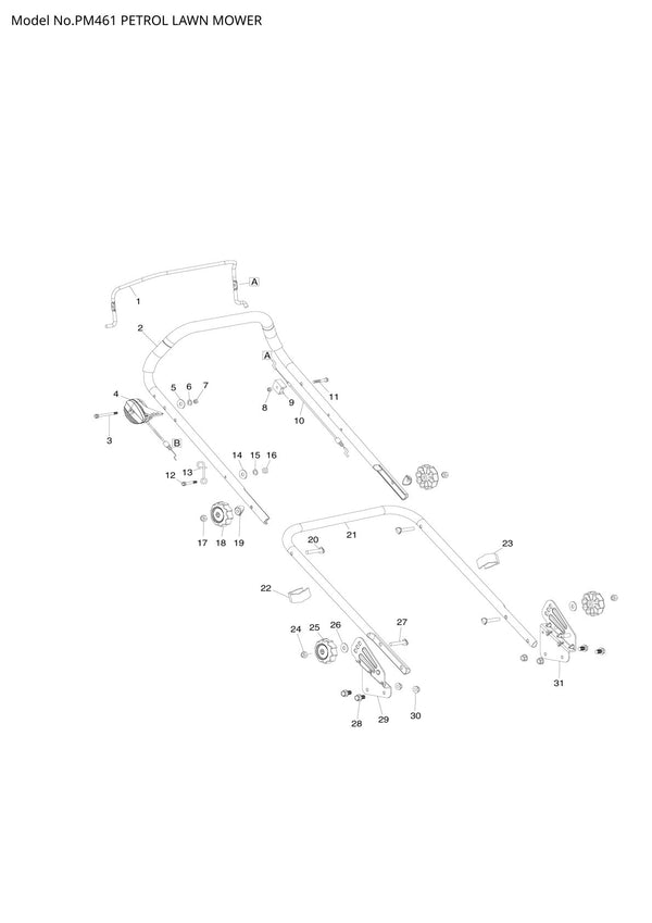 Pièces détachées tondeuse à gazon thermique Makita PM461