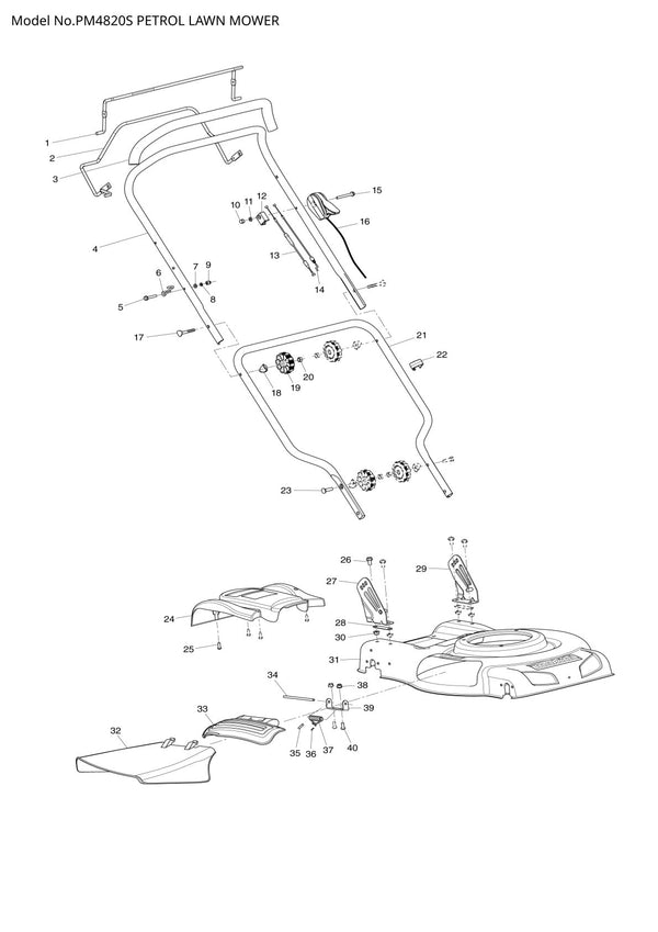 Pièces détachées tondeuse à gazon thermique Makita PM4820S