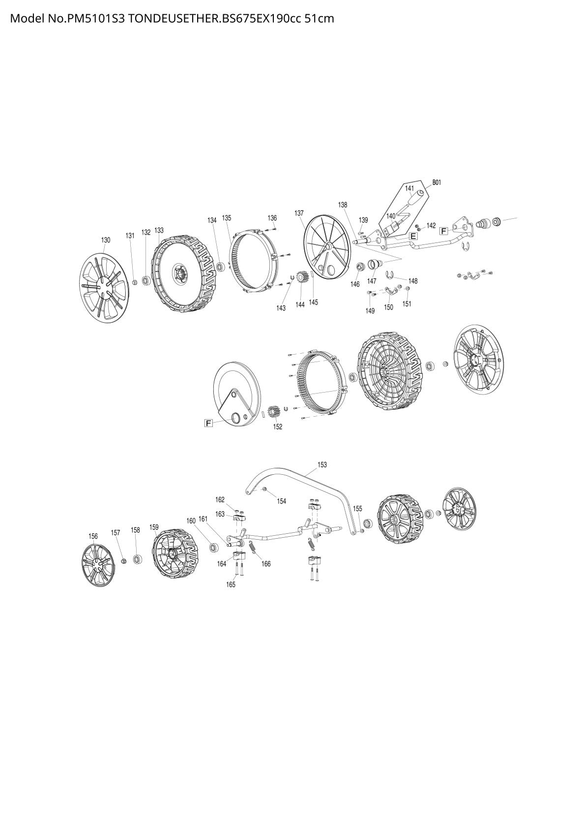 Pièces détachées tondeuse à gazon thermique Makita PM5101S3