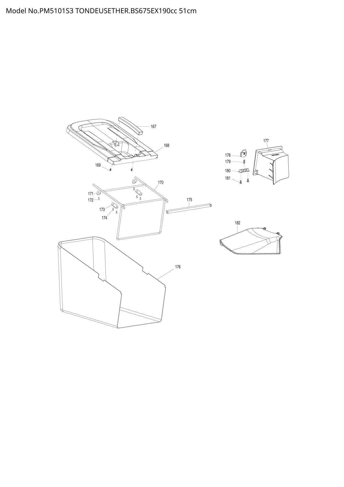 Pièces détachées tondeuse à gazon thermique Makita PM5101S3