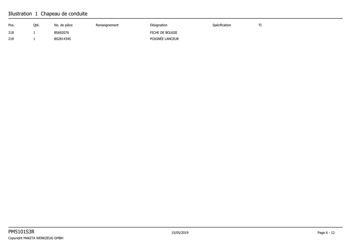 Pièces détachées tondeuse à gazon thermique Makita PM5101S3R