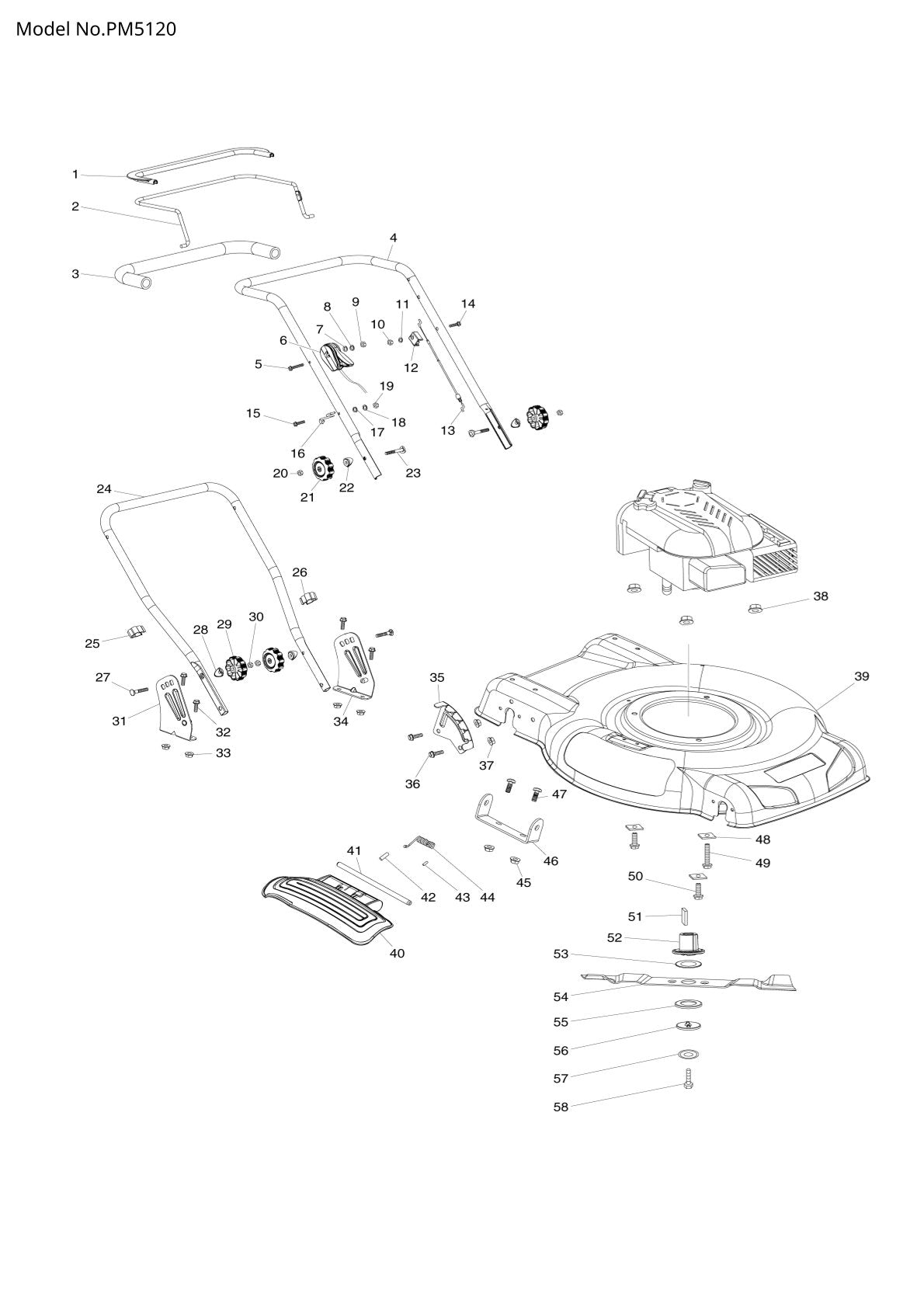 Pièces détachées tondeuse à gazon thermique Makita PM5120