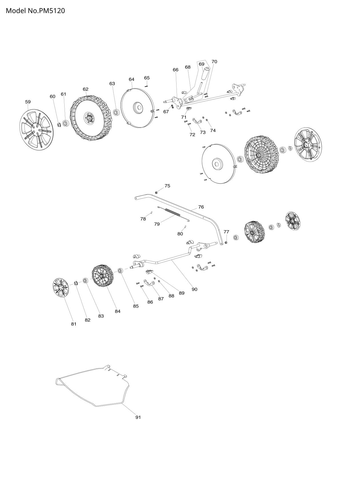 Pièces détachées tondeuse à gazon thermique Makita PM5120
