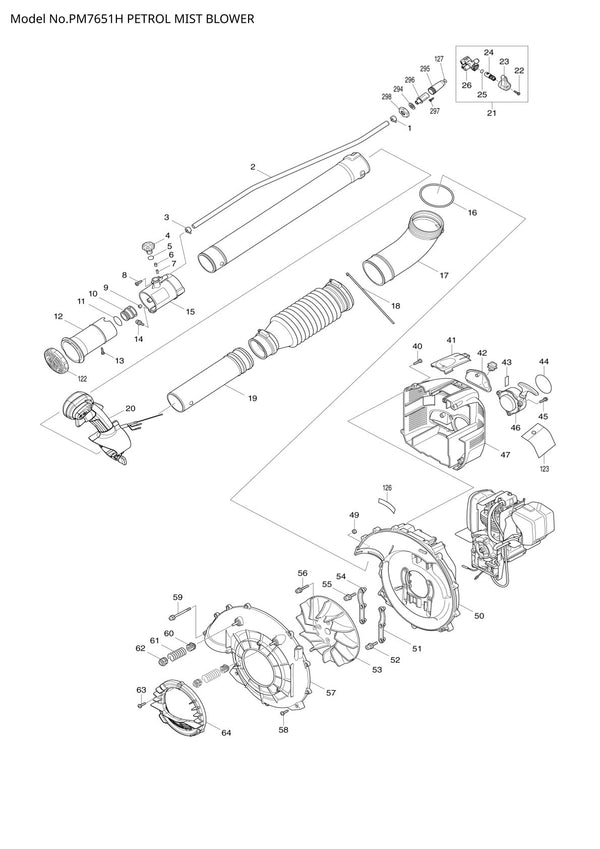 Pièces détachées tondeuse à gazon thermique Makita PM7651H