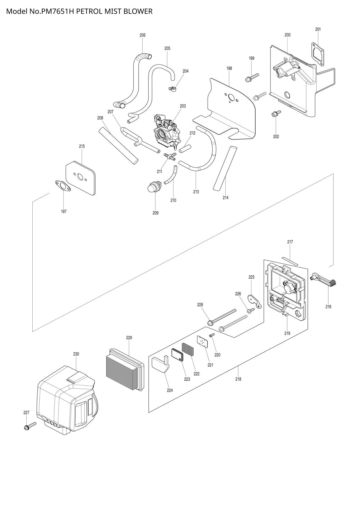 Pièces détachées tondeuse à gazon thermique Makita PM7651H
