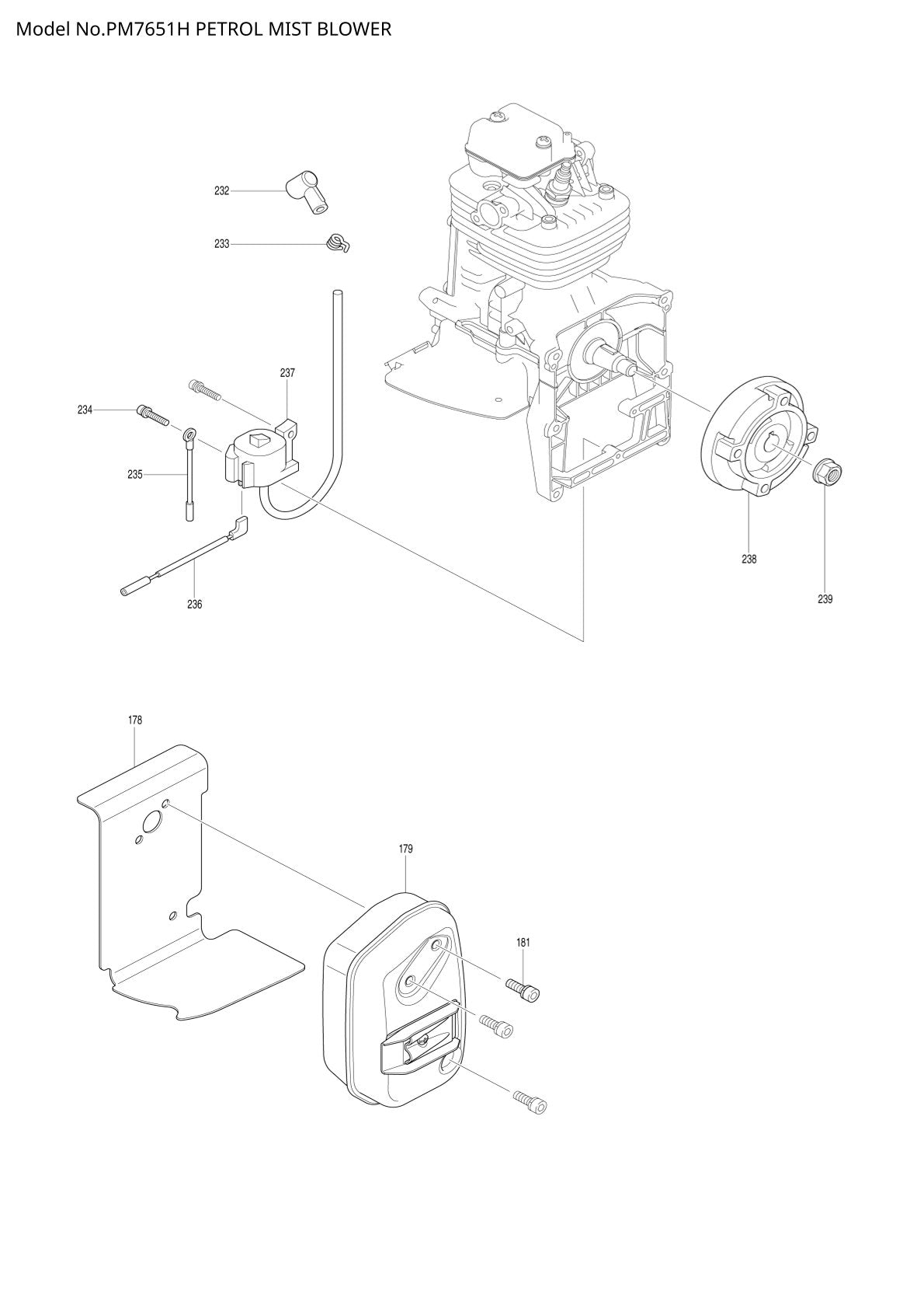 Pièces détachées tondeuse à gazon thermique Makita PM7651H