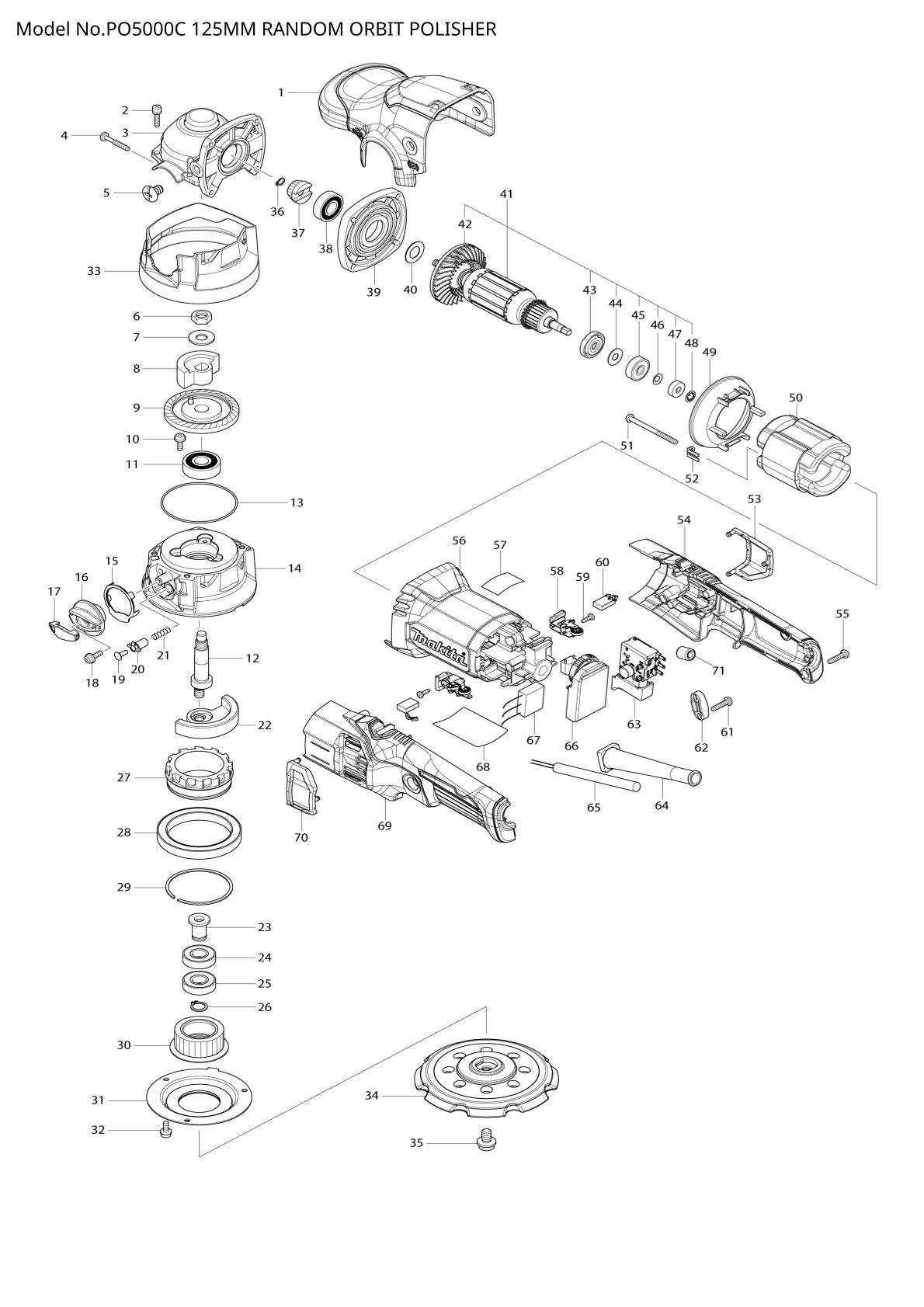 Pièces détachées ponceuse Makita PO5000C