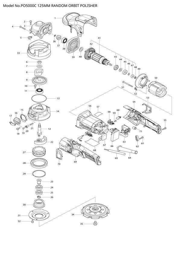 Pièces détachées ponceuse Makita PO5000C