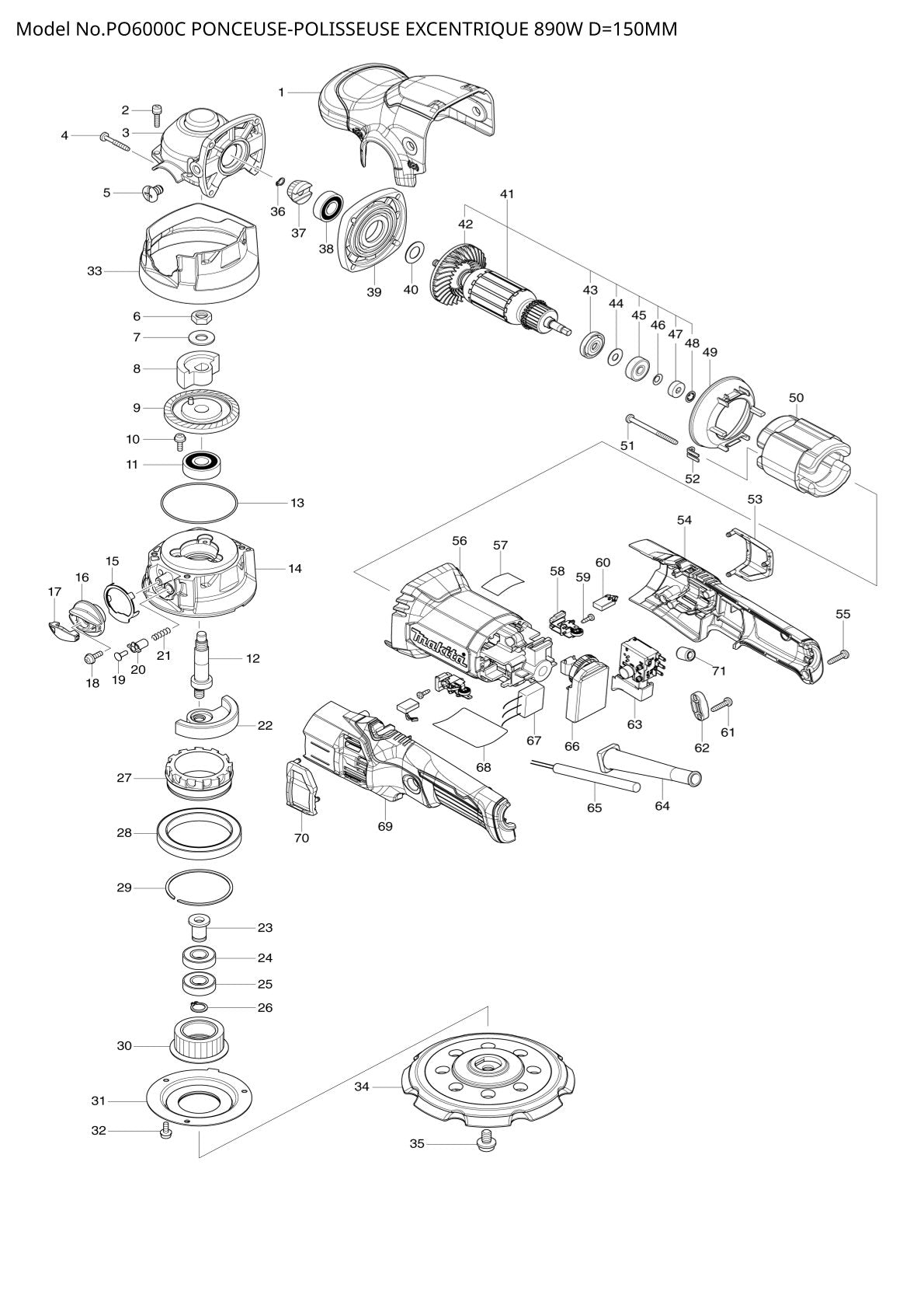 Pièces détachées ponceuse Makita PO6000C