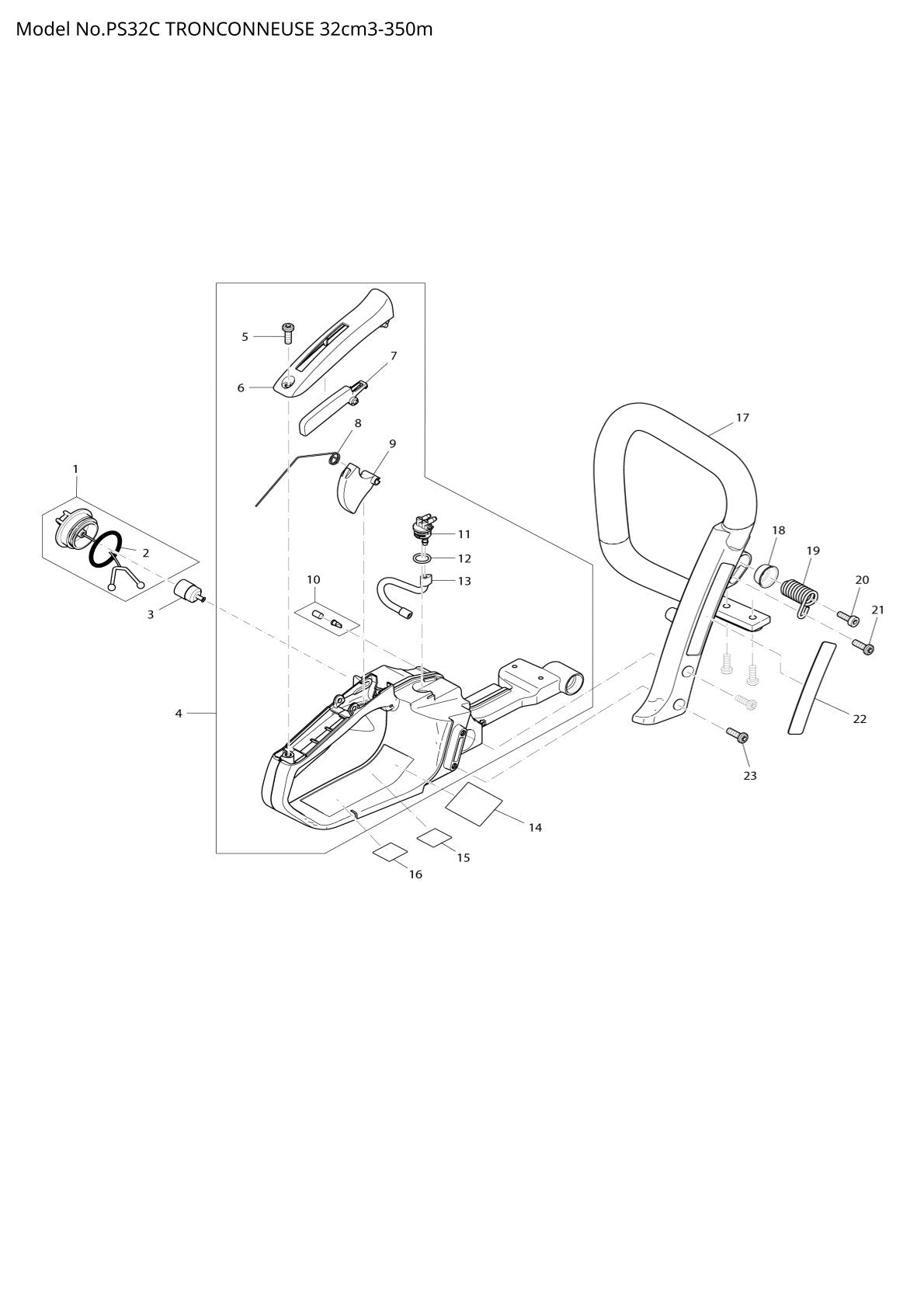 Pièces détachées tronçonneuse thermique Makita PS-32C