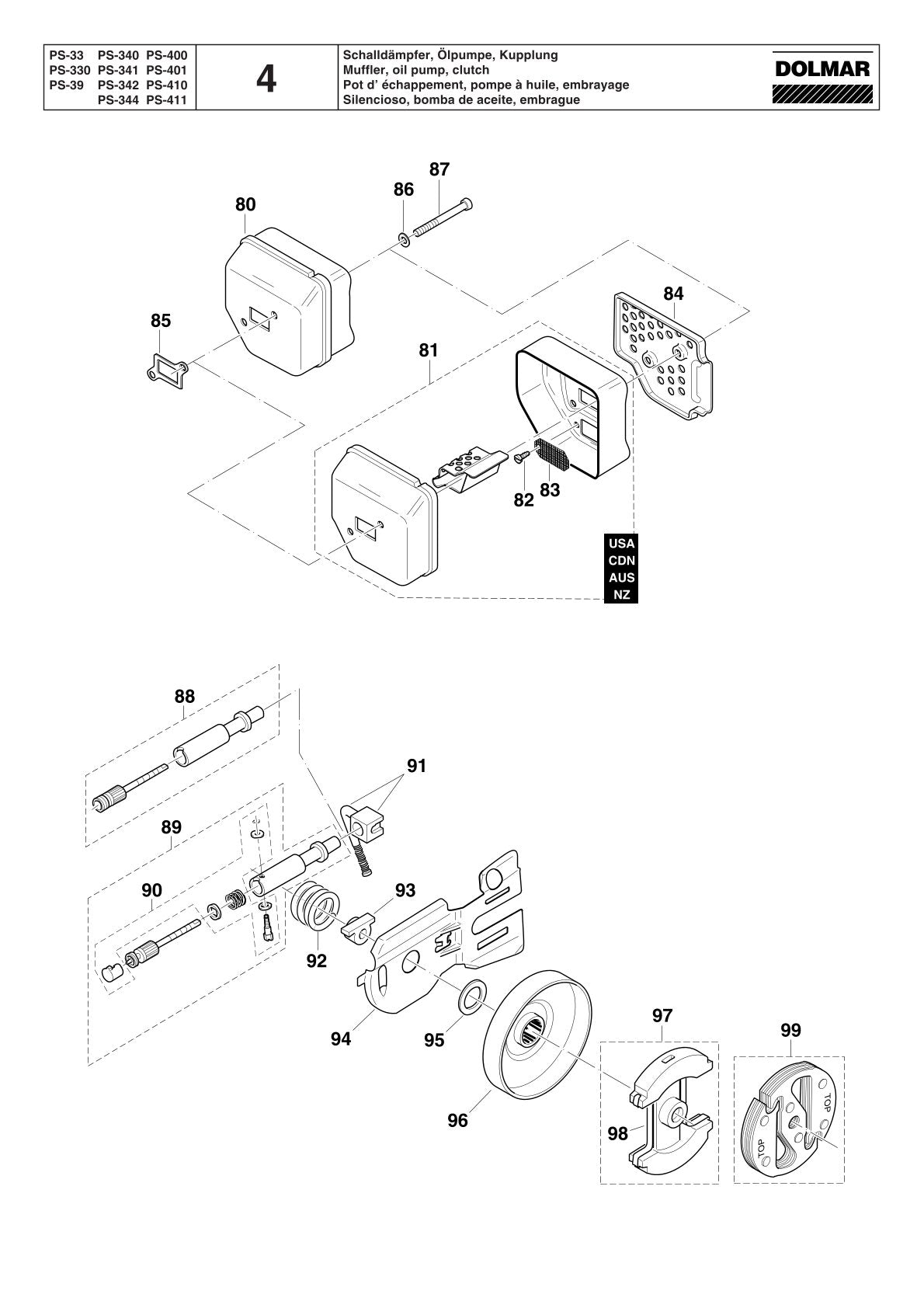 Pièces détachées tronçonneuse thermique Makita PS-340