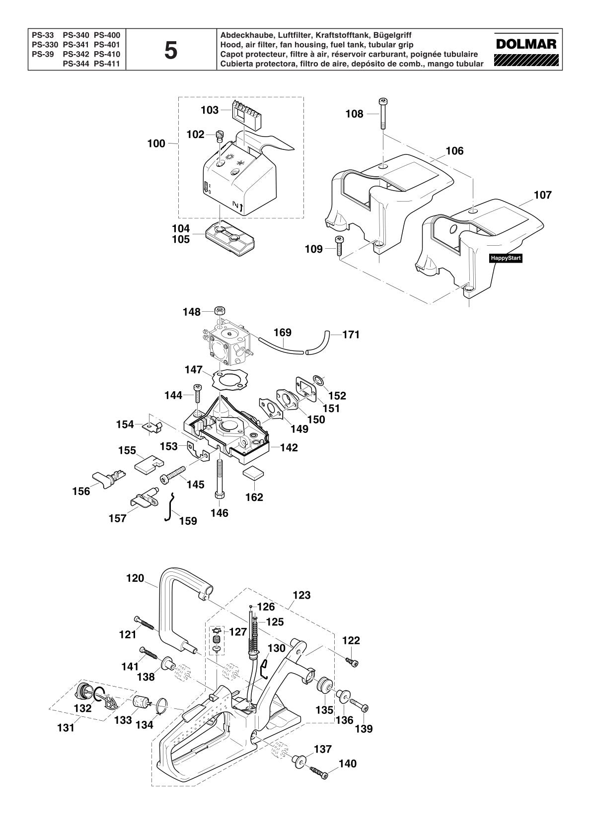 Pièces détachées tronçonneuse thermique Makita PS-340