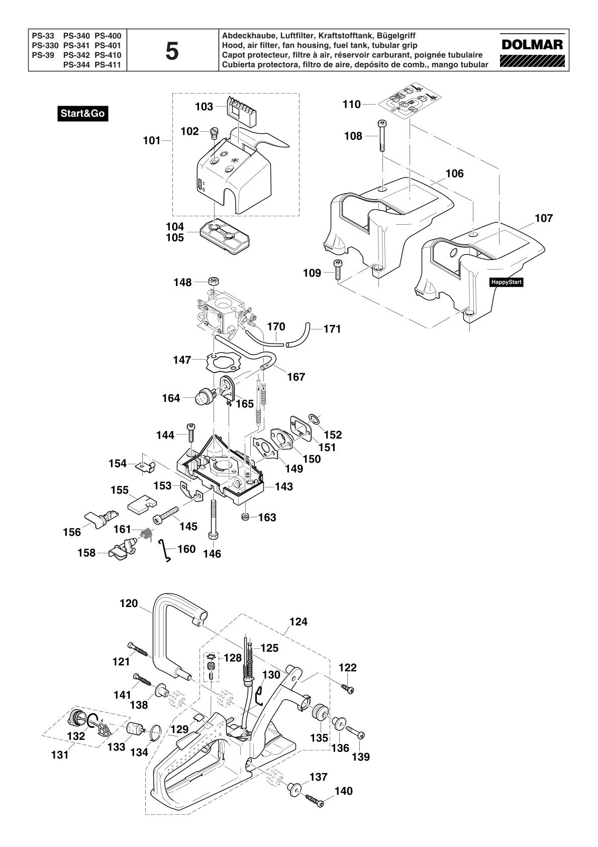 Pièces détachées tronçonneuse thermique Makita PS-340