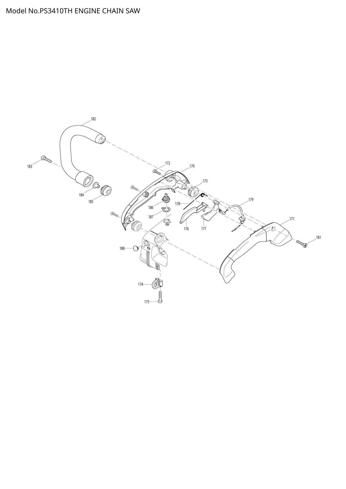 Pièces détachées tronçonneuse thermique Makita PS-3410TH