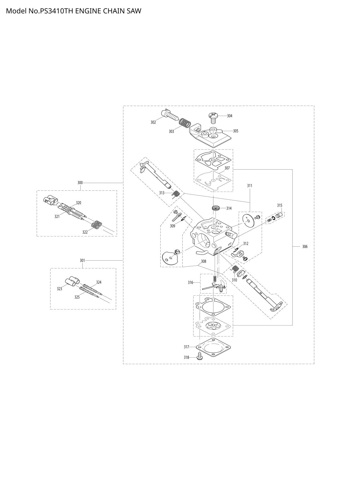 Pièces détachées tronçonneuse thermique Makita PS-3410TH