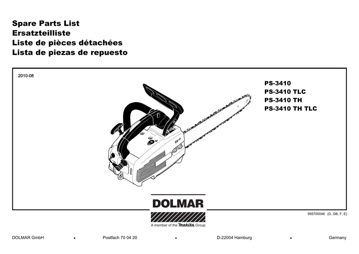 Pièces détachées tronçonneuse thermique Makita PS-3410THTLC