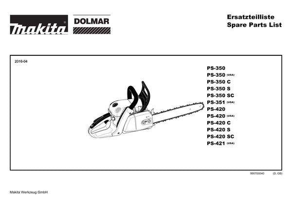 Pièces détachées tronçonneuse thermique Makita PS-350SC