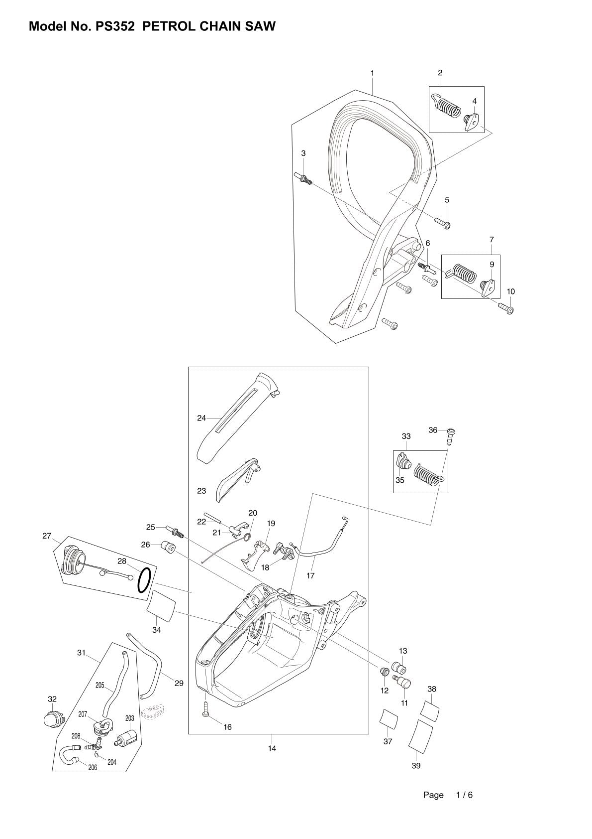 Pièces détachées tronçonneuse thermique Makita PS-352