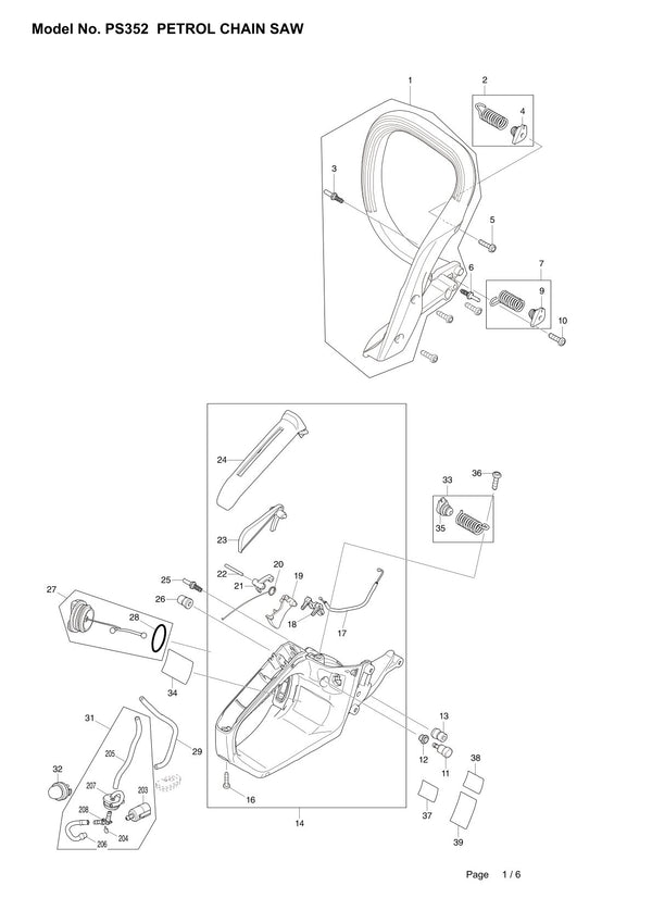 Pièces détachées tronçonneuse thermique Makita PS-352