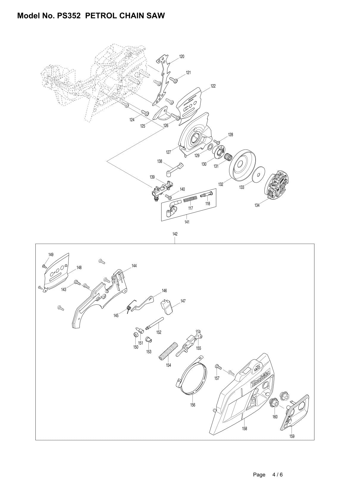 Pièces détachées tronçonneuse thermique Makita PS-352