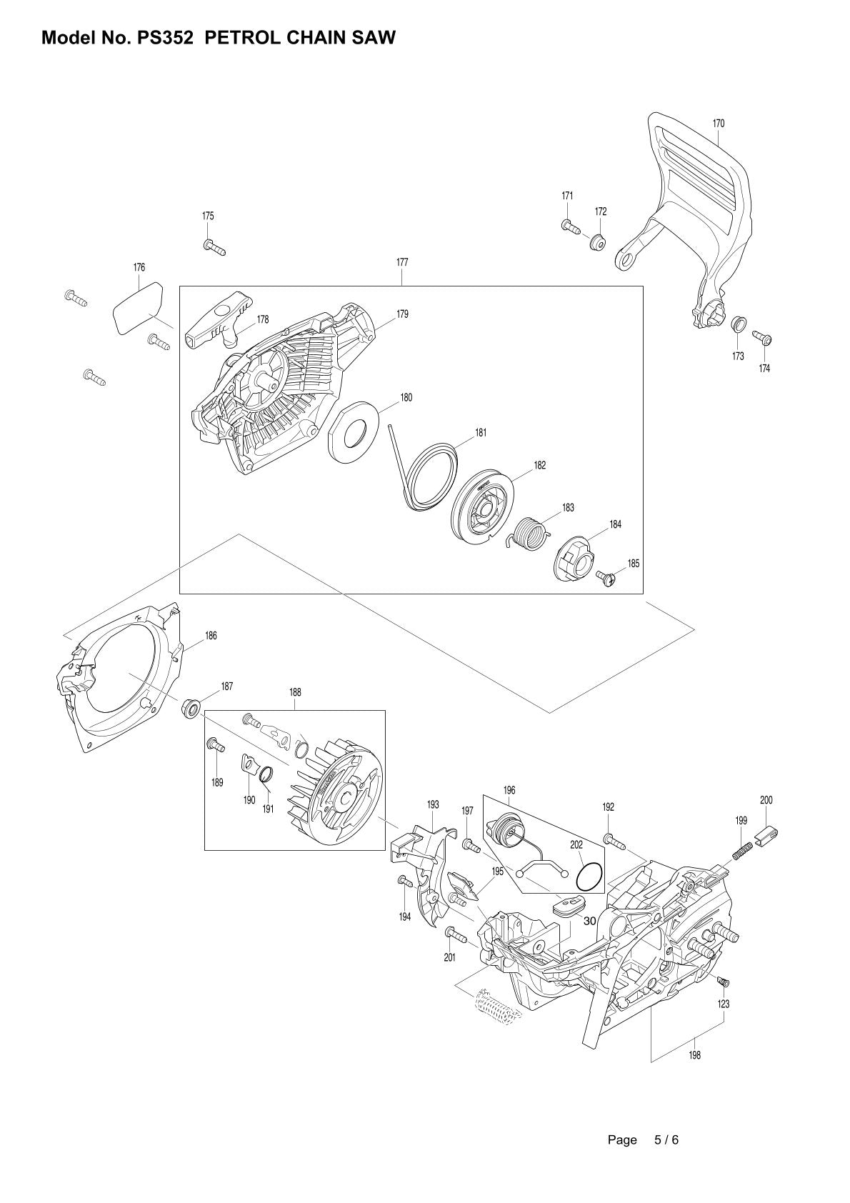Pièces détachées tronçonneuse thermique Makita PS-352