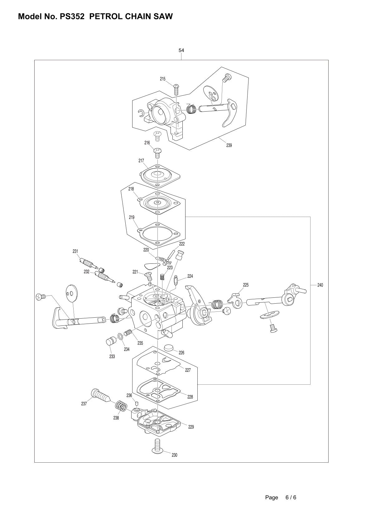 Pièces détachées tronçonneuse thermique Makita PS-352